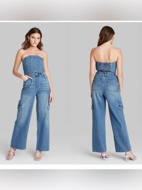 Wild Fable strapless denim jumpsuit